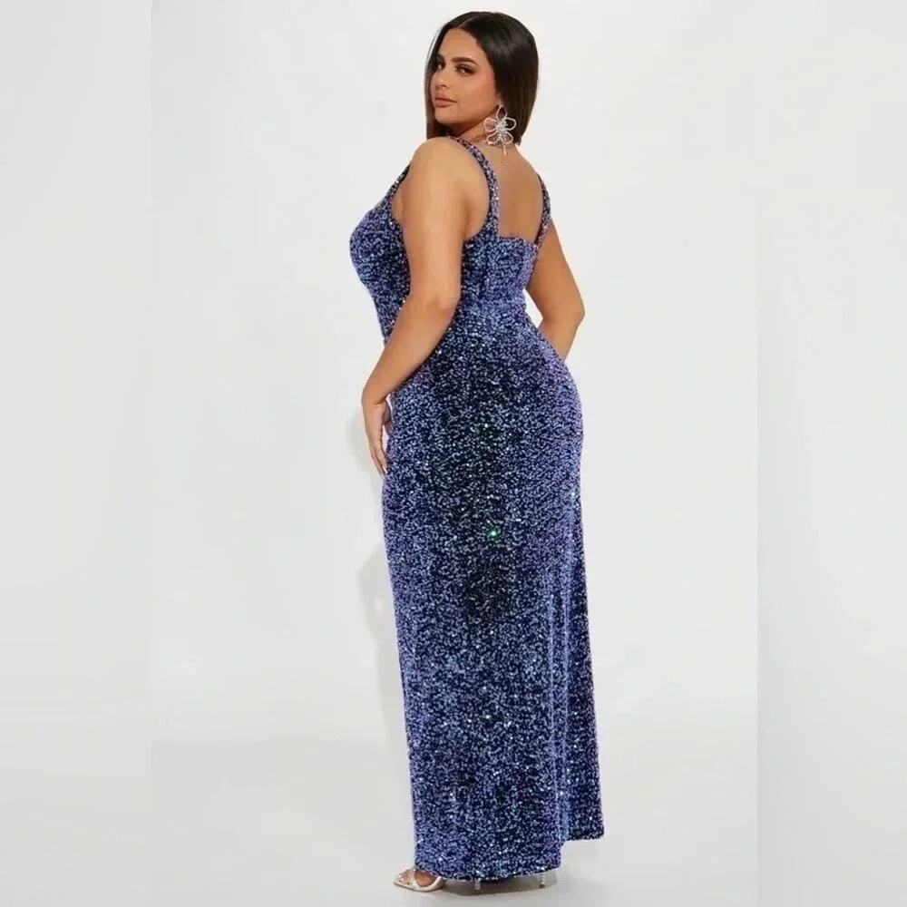 Fashion NOVA Womens Gown Sequin soft mermaid style dress Plus Size - Picture 4 of 14